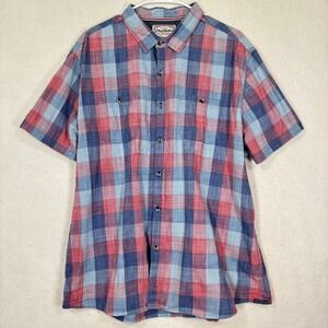 Flag Anthem Button Down Shirt Mens XXL Plaid Relaxed Americana